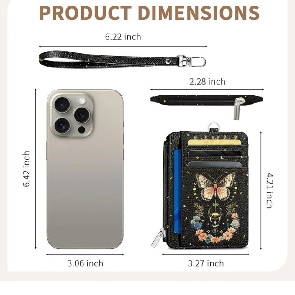 Butterfly Design Black Phone Wallet Case